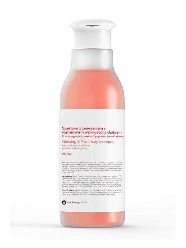 Botanicapharma, Ginseng & Rosemary Shampoo szampon przeciw wypadaniu włosów z żeń-szeniem i rozmarynem 250ml