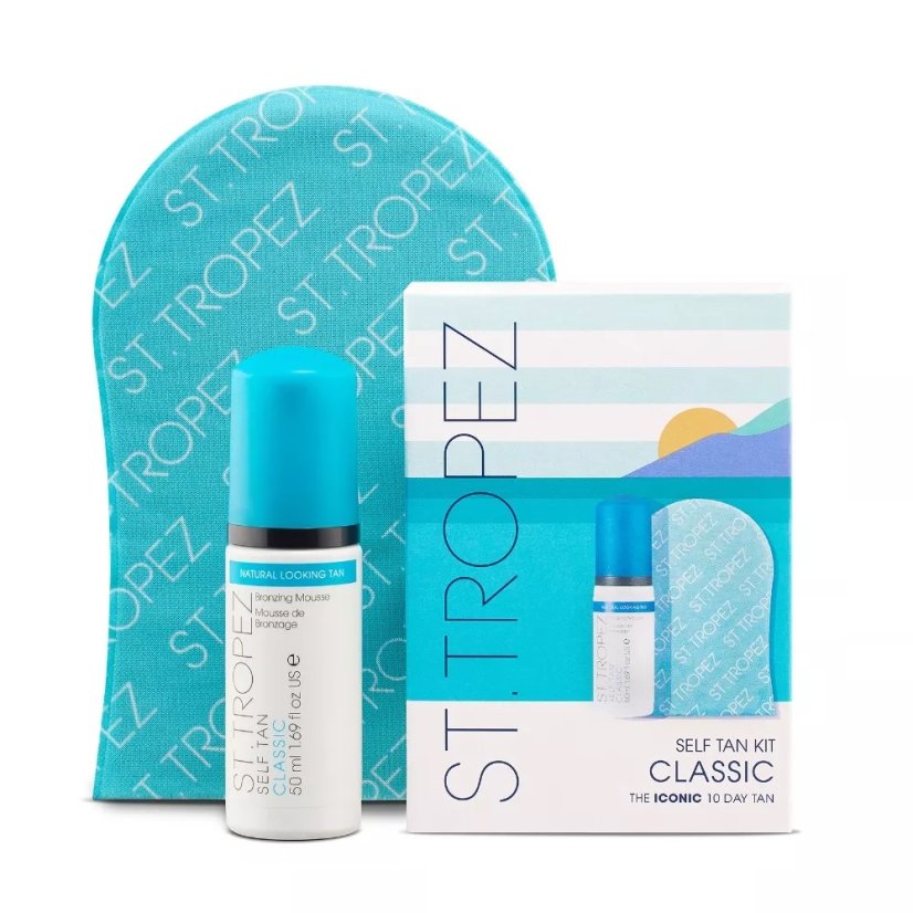 ST. TROPEZ, Self Tan Classic zestaw samoopalająca ultra nawilżająca pianka 50ml + rękawica