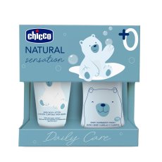 Chicco, Natural Sensation Daily Care sada na mytí těla a vlasů 200ml + tělové mléko 150ml