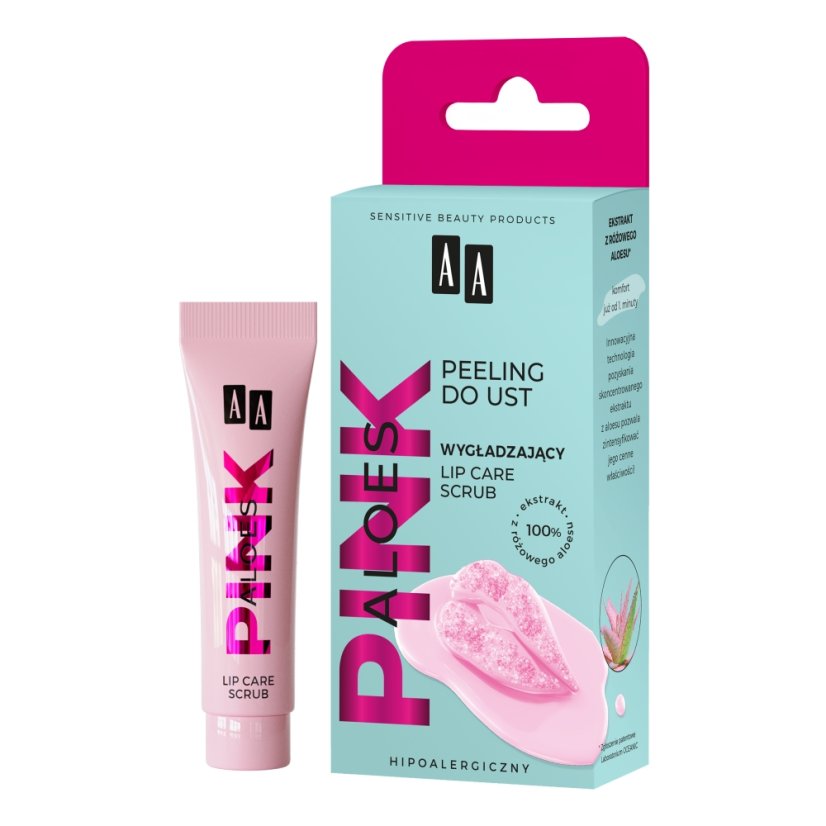 AA, Aloe Pink vyhladzujúci peeling na pery 10g