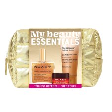Nuxe My Beauty Essentials olej s obsahem zlatých částic 50 ml + sprchový olej 100 ml + balzám na rty 15 g