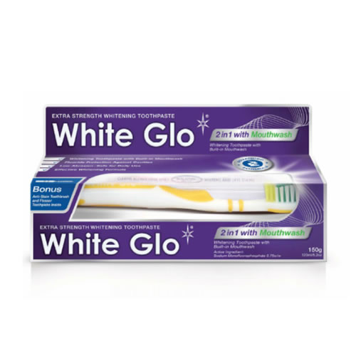 2in1 Mouthwash Wybielająca Pasta Z Płynem Do Płukania Ust + Szczoteczka Do Zębów