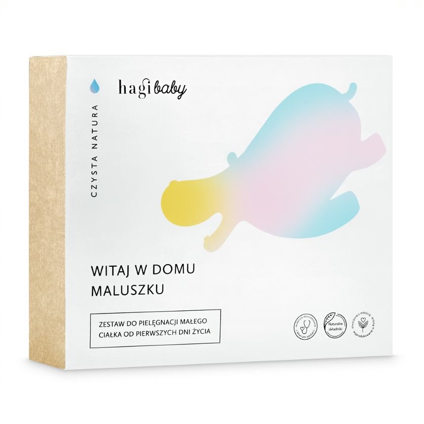 Hagi Baby Welcome Home Baby set krém na plienky 50ml + telový olej 150ml + krém na tvár a telo 50ml + mydlo 100g + gél na telo a vlasy 250ml