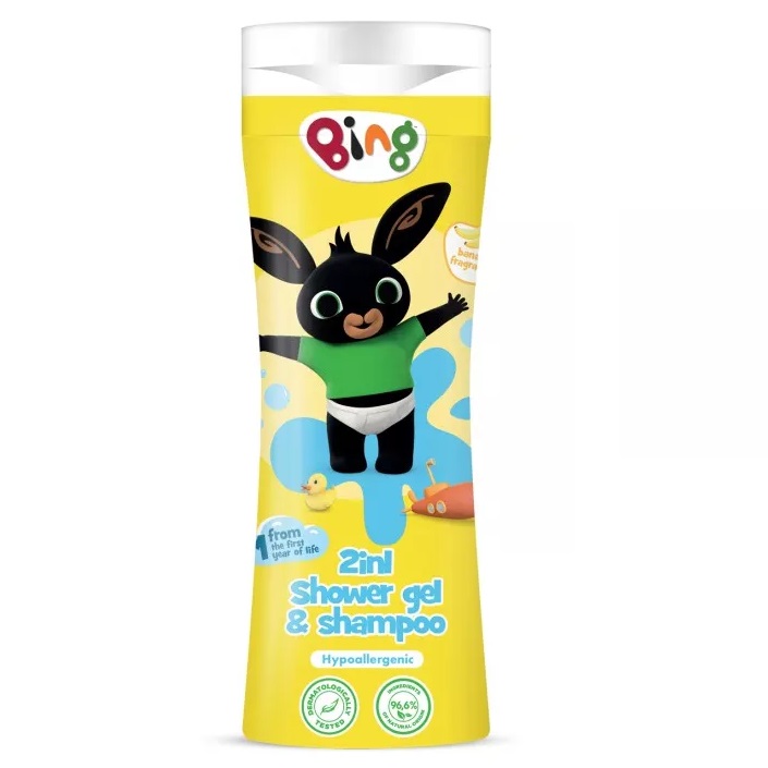 Bing, sprchový gél a šampón 2v1 Banana 300ml