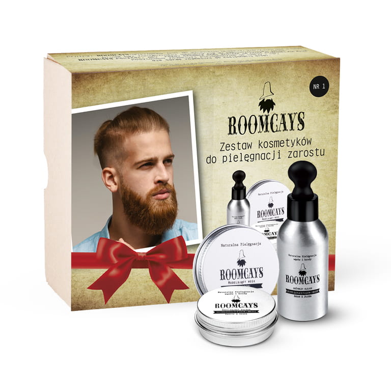 ROOMCAYS, Sada č. 1 kosmetiky pro muže olej na vousy 50ml + vosk na knír 30ml + balzám na vousy 30ml