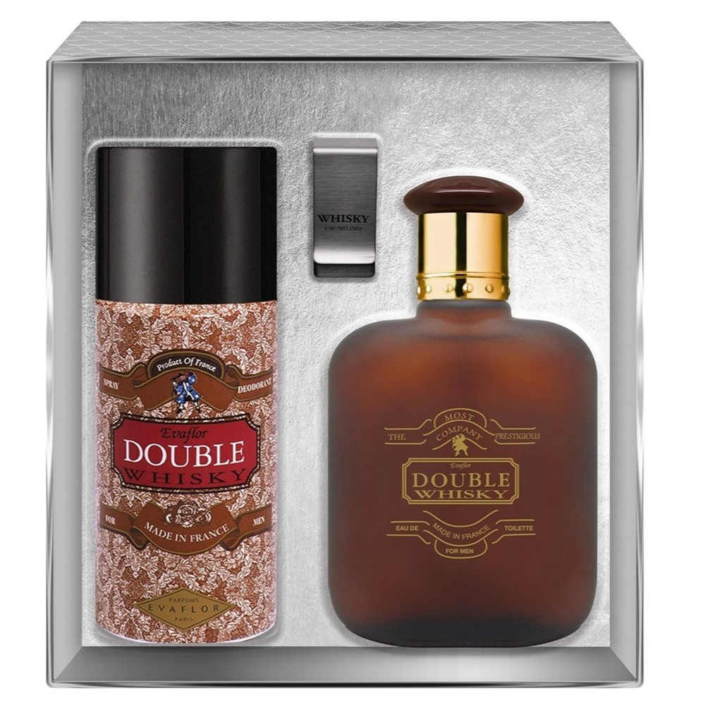 Evaflor, sada Double Whisky toaletní voda ve spreji 100 ml + deodorant ve spreji 150 ml + klip na poznámky