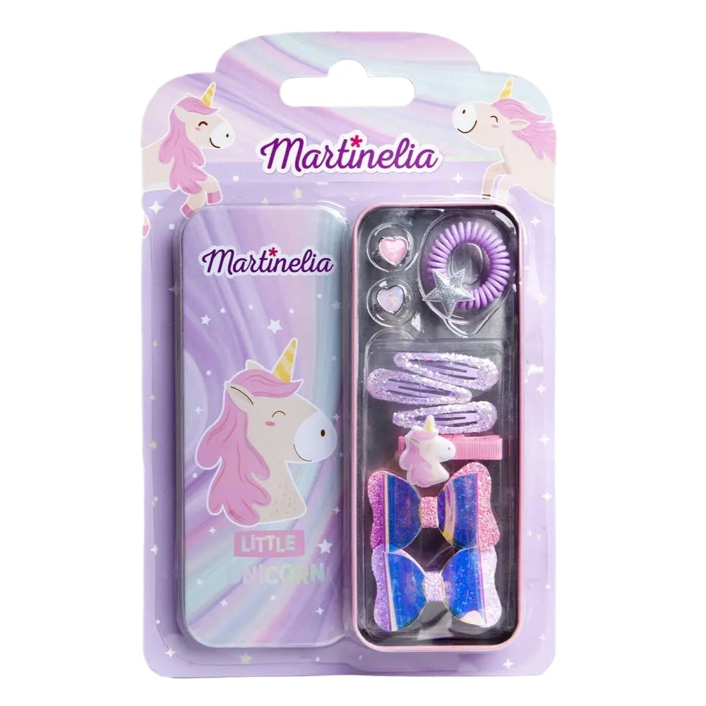 Little Unicorn Set Of Hair Ornaments For Children In Metal Box