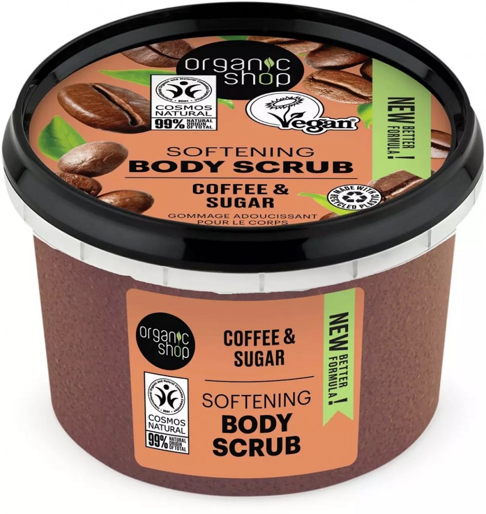 Organic Shop, Zjemňujúci telový peeling Káva a cukor 250ml