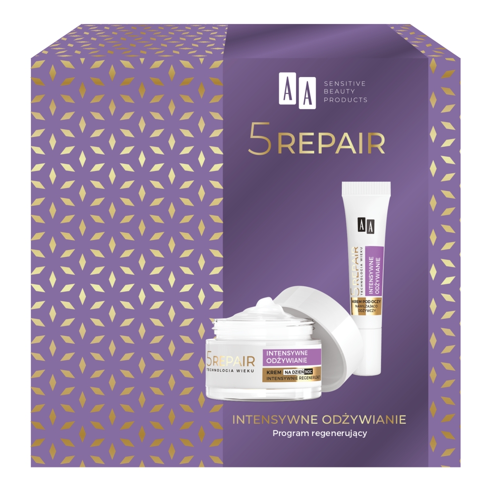 AA Age Technology 5Repair Intensive Nourishing 70+ sada intenzívny regeneračný denný a nočný krém 50ml + hydratačný a revitalizačný očný krém 15ml