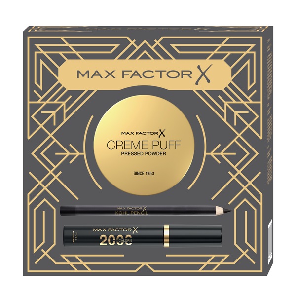 Max Factor Pressed Face Powder Set 14g + zahusťující řasenka 9ml + oční linky 4g