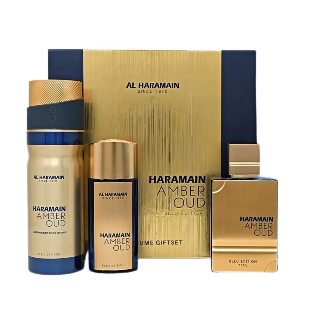 Amber Oud Bleu Edition Zestaw Woda Perfumowana Spray + Woda Perfumowana Spray + Dezodorant Spray
