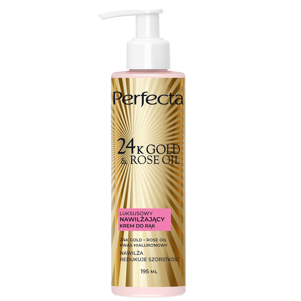 Perfecta, 24K zlato a ružový olej, luxusný hydratačný krém na ruky 195ml