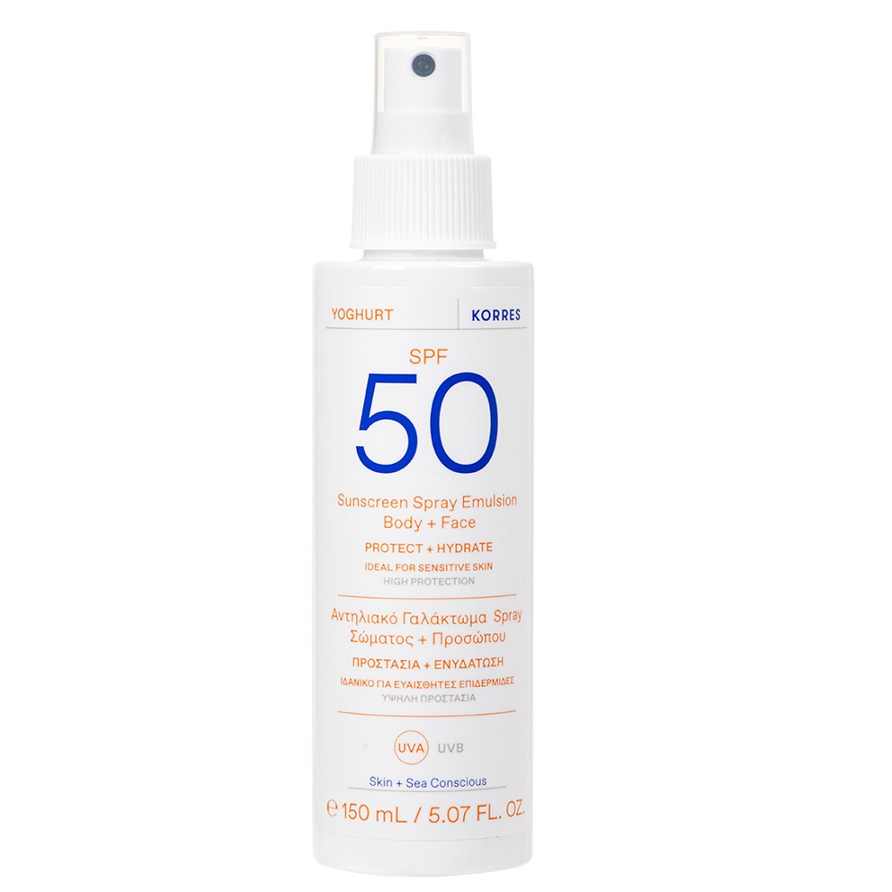 Korres, Jogurtová opaľovacia emulzia v spreji na telo a tvár SPF50 150ml
