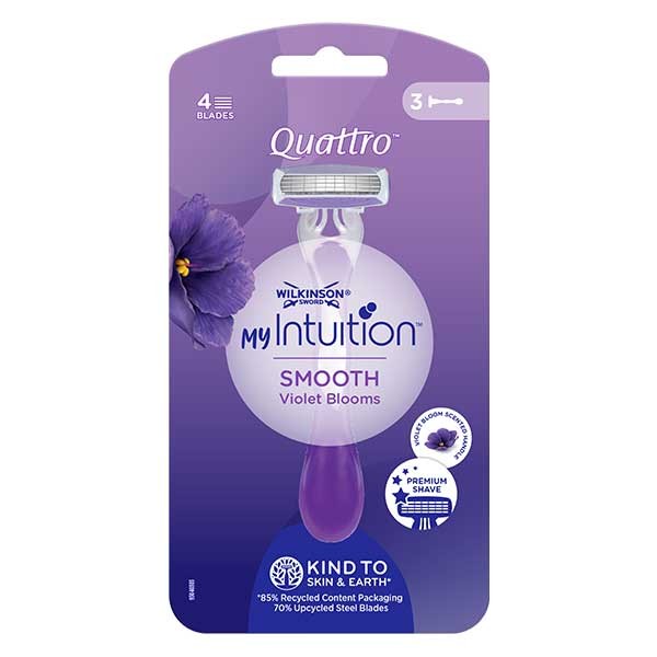 My Intuition Quattro Smooth Violet Bloom Disposable Razors For Women, 3-Pack