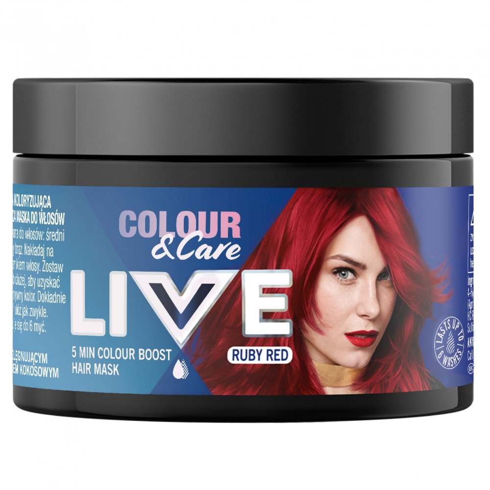 Live Colour&Care 5 Minútová Dymová A Ošetrujúca Maska Na Vlasy Ruby Red 150ml