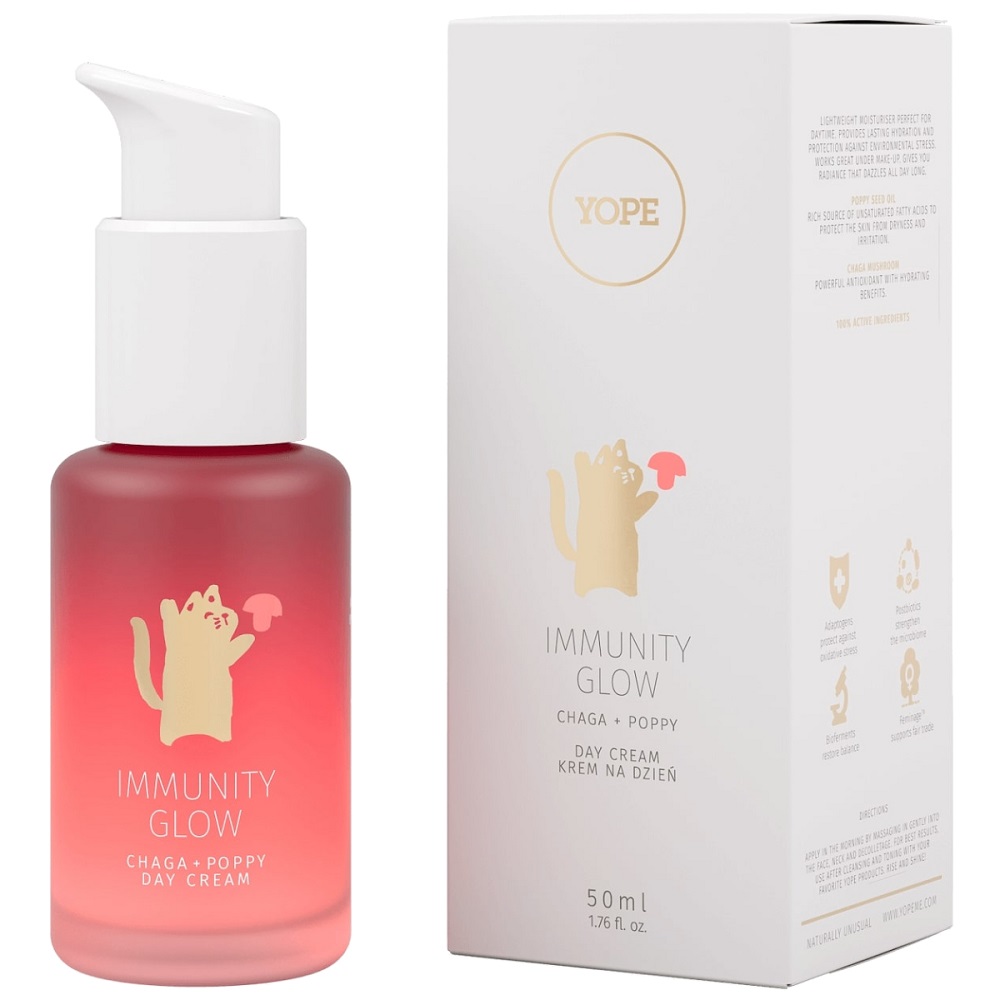 Yope, Denný krém na tvár Immunity Glow Chaga + Poppy 50ml