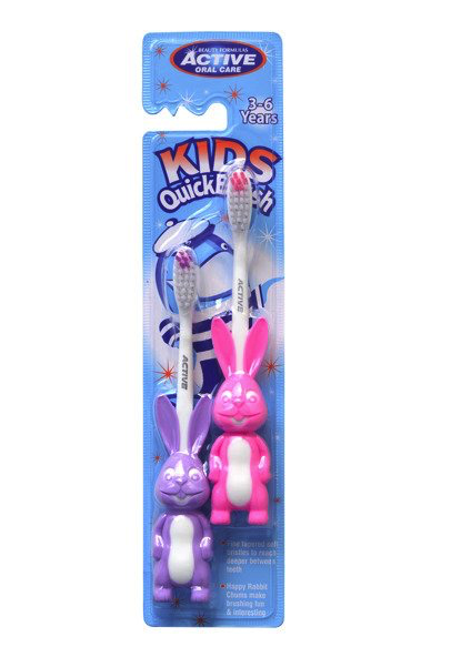 Aktívna Starostlivosť O úStnu Dutinu, Detská Kefka Quick Brush 3-6 Rokov Detské Zubné Kefky Rabbit 2ks.