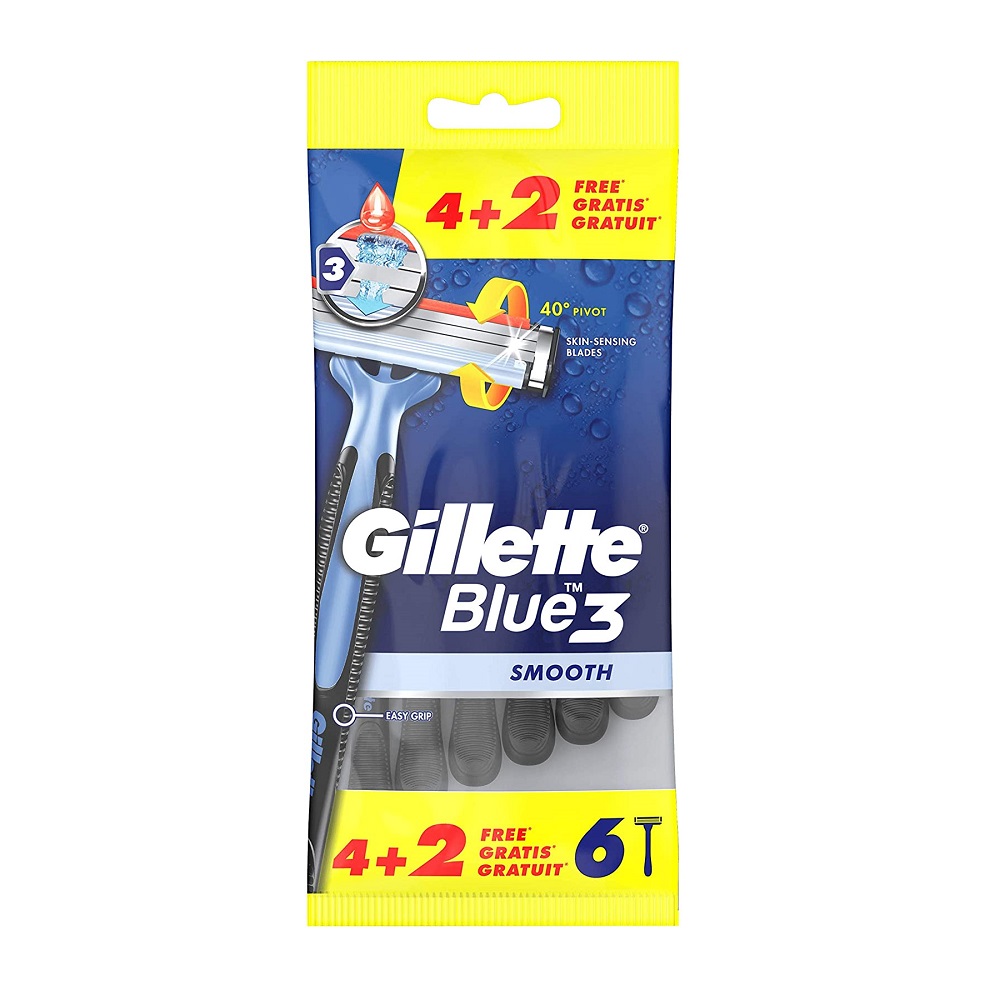 Blue 3 Smooth Jednorazowe Maszynki Do Golenia Dla Mężczyzn 6szt