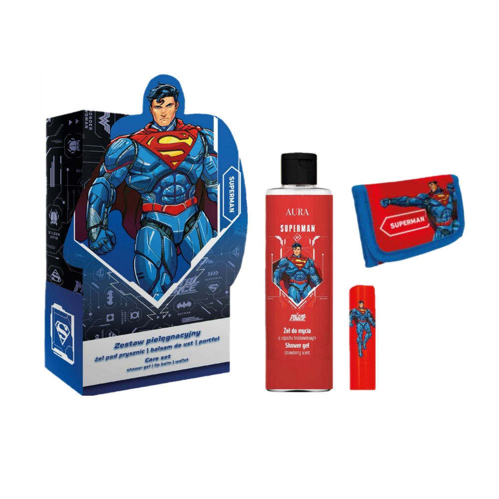Superman - Zestawy Superman Set Sprchový Gél 200ml + Balzam Na Pery 3,8g + Peňaženka