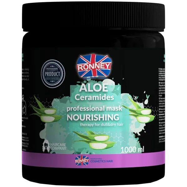 Ronney, Aloe Ceramides Professional Mask Vyživujúca hydratačná maska pre suché a matné vlasy 1000ml