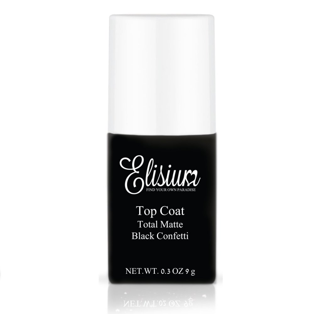 Top Coat Total Matte Matný Vrchný Lak Pre Hybridné Laky Black Confetti 9g