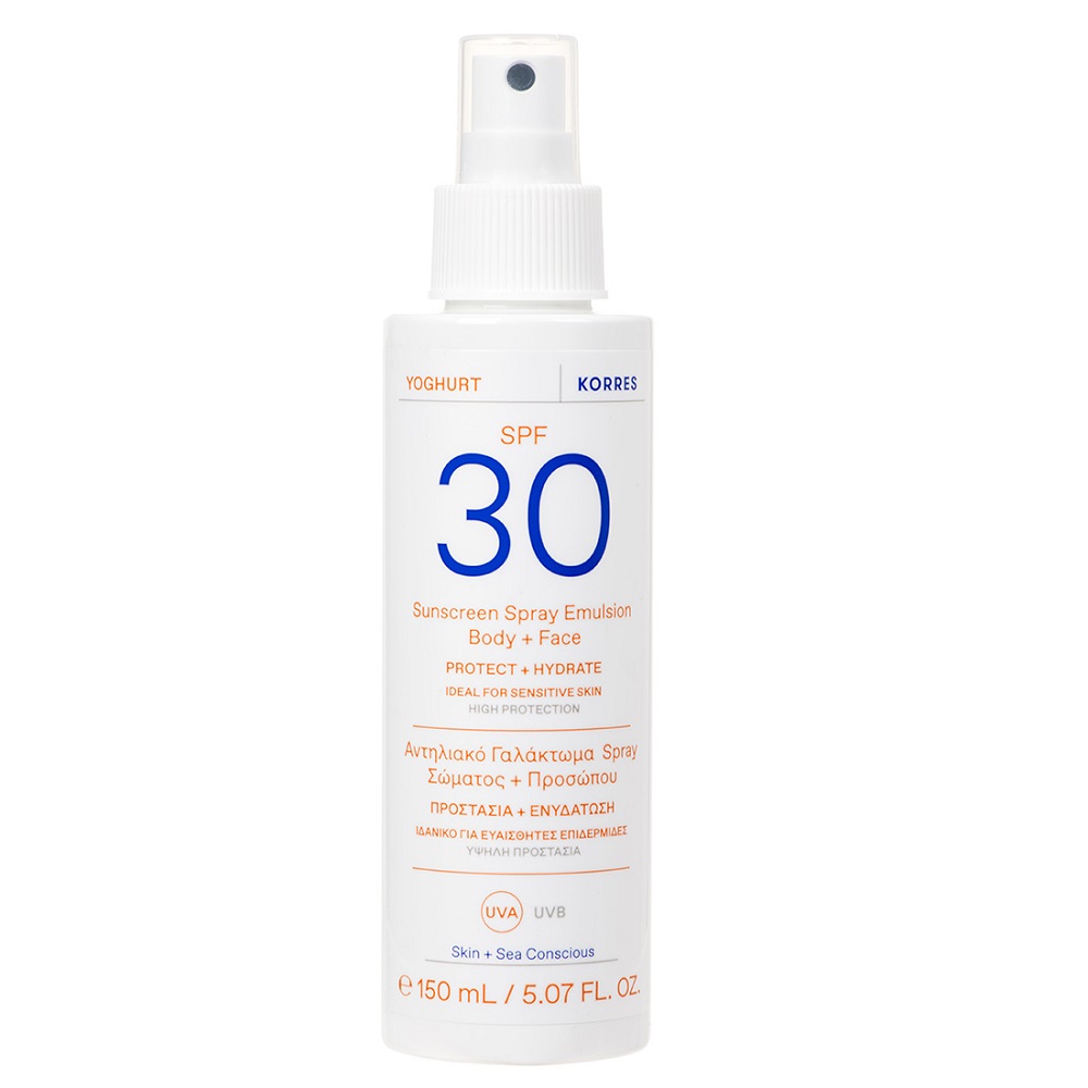 Korres, Jogurtová opaľovacia emulzia v spreji na telo a tvár SPF30 150ml