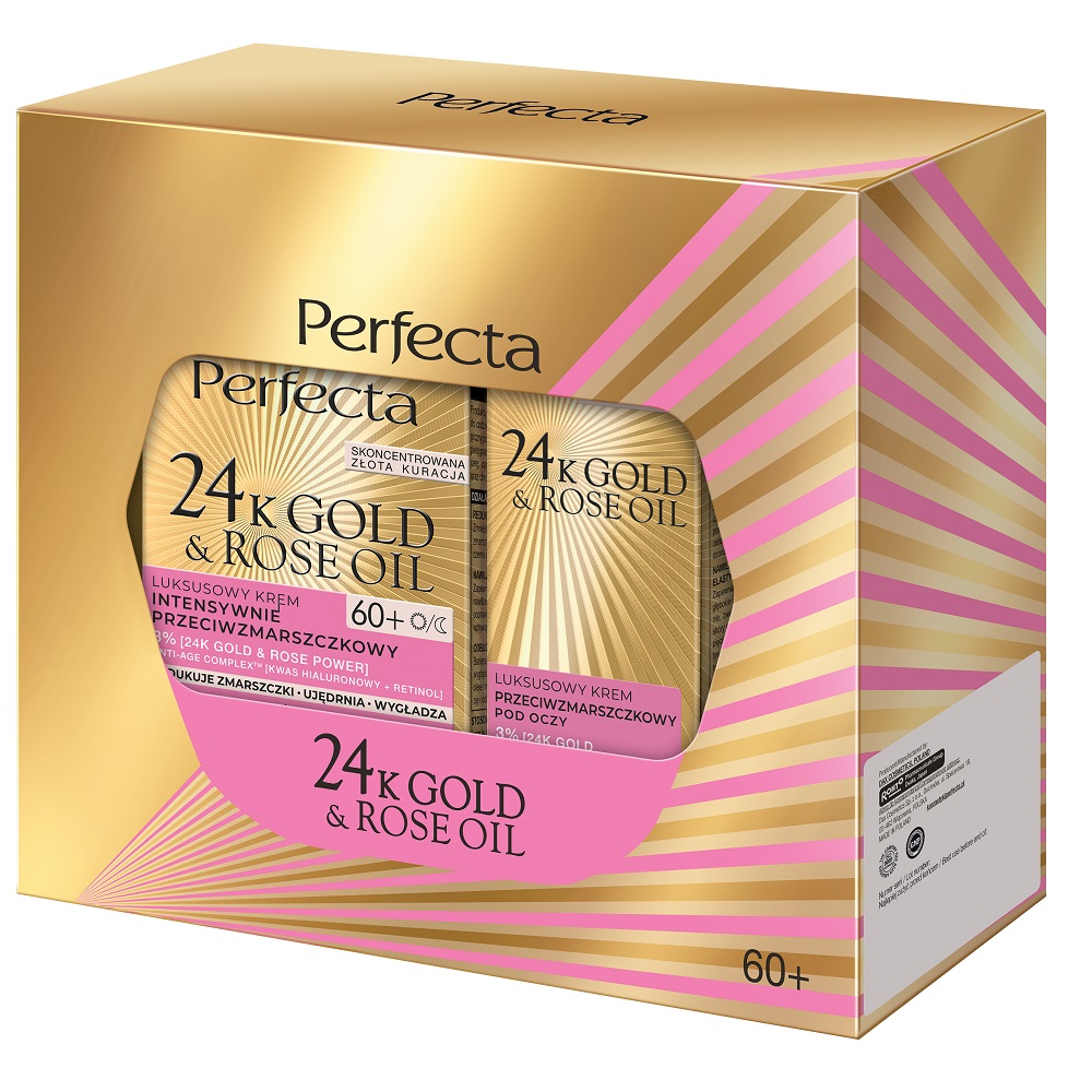 Perfecta 24K Gold &amp; Rose Oil set krém na tvár 60+ 50ml + očný krém 15ml