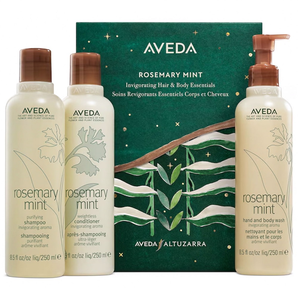 Aveda Rosemary Mint sada šampón na vlasy 250ml + kondicionér na vlasy 250ml + gél na umývanie tela a rúk 250ml