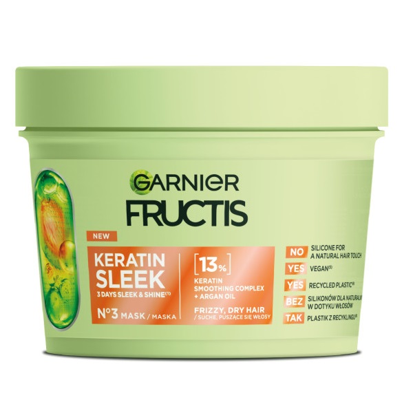 Fructis Keratin Sleek Maska Do Włosów Suchych I Puszących Się