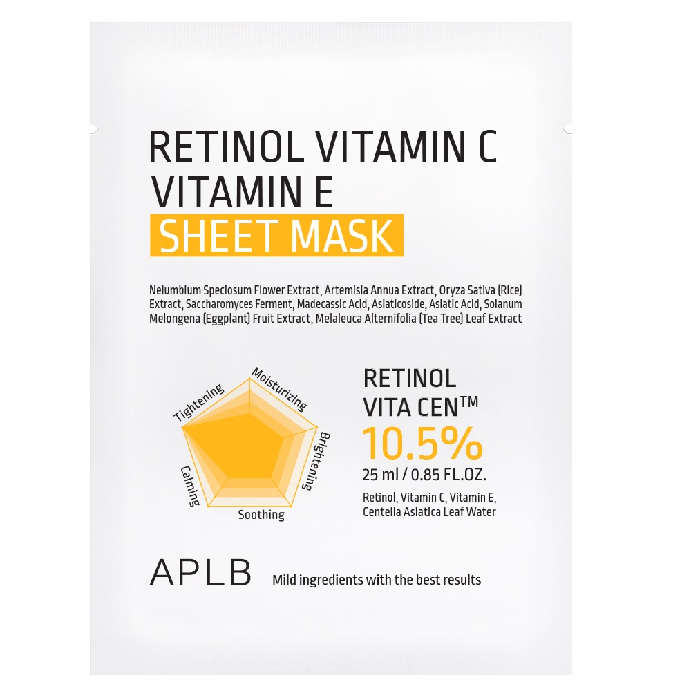 Retinol Vitamin C Vitamin E Sheet Mask Rozjasňujúca Pleťová Maska 25ml