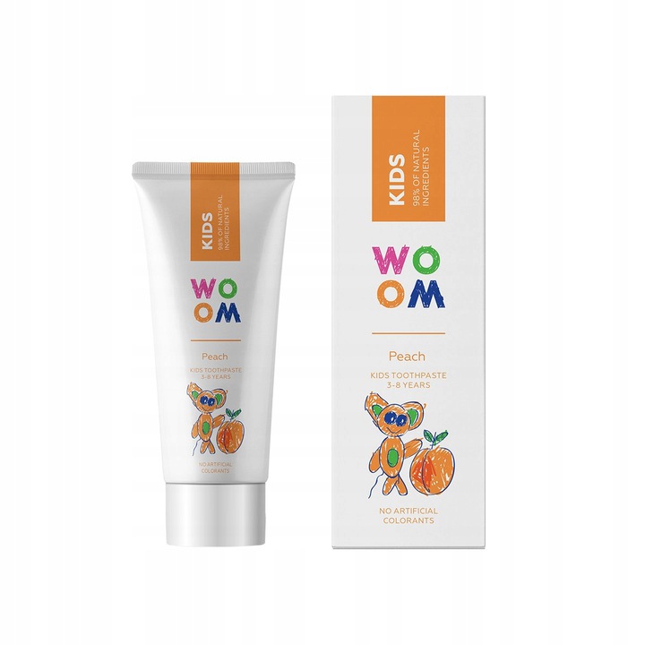 Detská Prírodná Zubná Pasta Pre Deti Od 3 Do 8 Rokov Peach 50ml