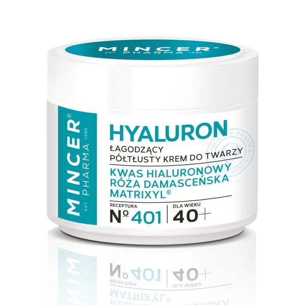 Mincer Pharma, Hyaluronový upokojujúci polotučný krém na tvár č. 401 50ml