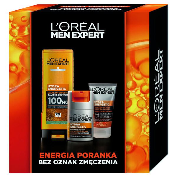 Men Expert Hydra Energetic Zestaw żEl Pod Prysznic + Krem Nawilżający + żEl Do Mycia Twarzy