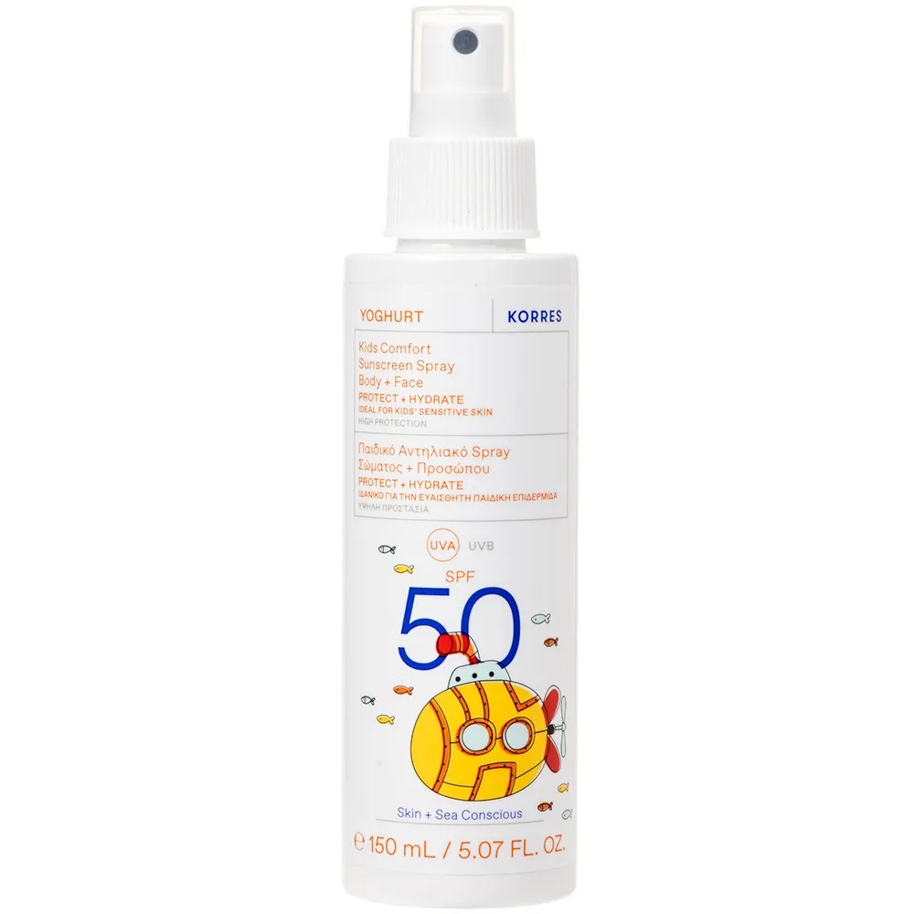 Korres, Jogurt Kids Comfort opaľovacia emulzia v spreji SPF50 150ml