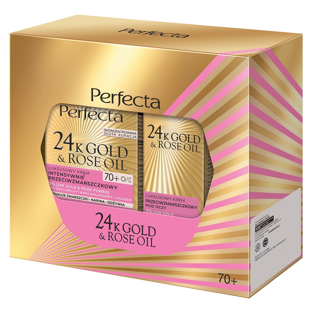 Perfecta 24K Gold &amp; Rose Oil set krém na tvár 70+ 50ml + očný krém 15ml