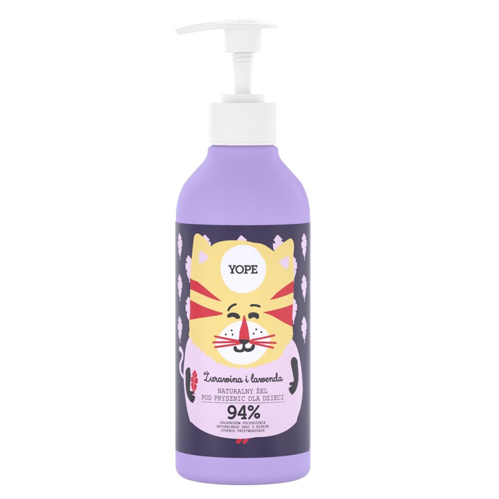 Yope, Prírodný detský sprchový gél Brusnica a levanduľa 400 ml