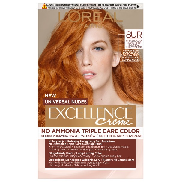 Universal Nudes Excellence Creme Pielęgnacyjny Krem Koloryzujący 8UR Uniwersalna Jasna Miedź