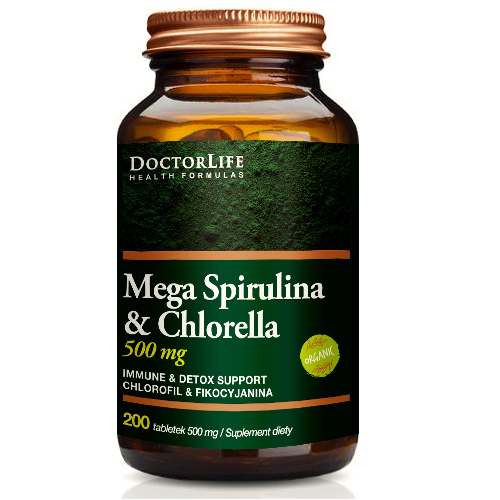 Mega Spirulina & Chlorella Suplement Diety 200 Tabletek