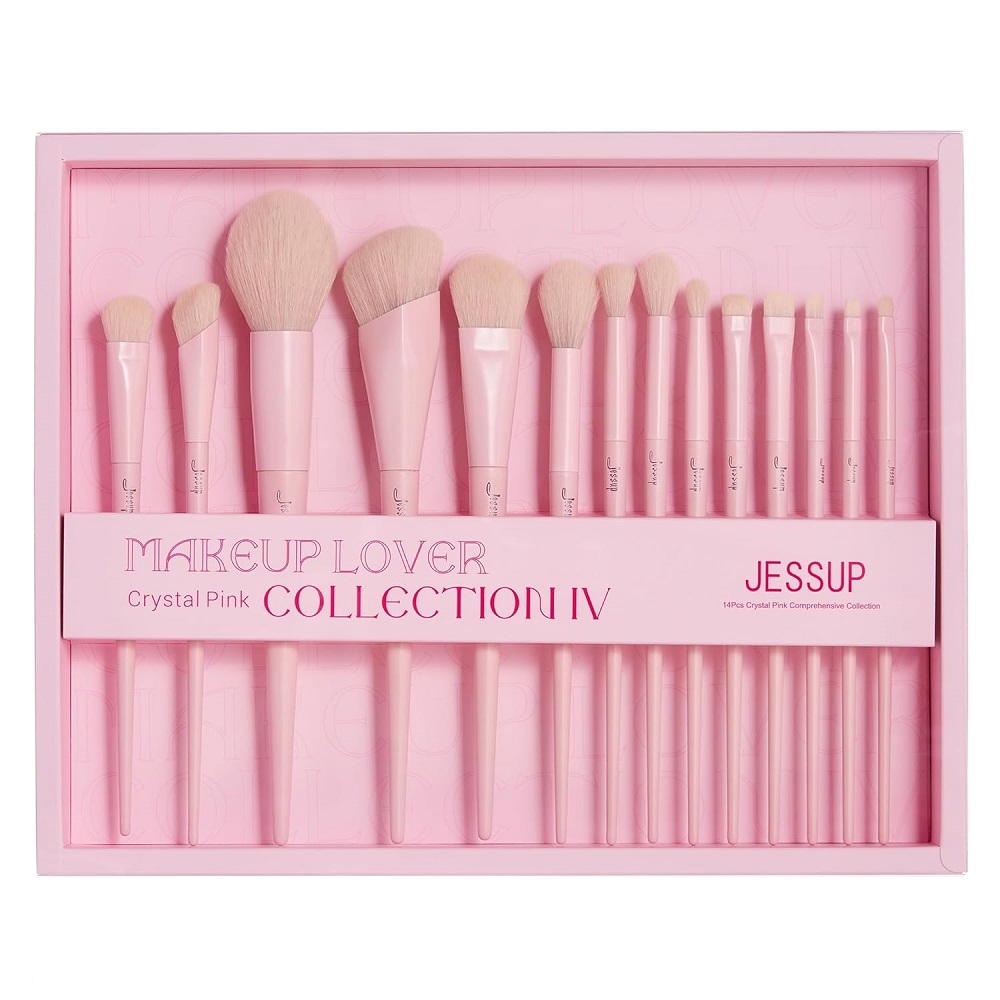 JESSUP Makeup Lover Crystal Pink Collection IV sada štětců na líčení T495 14ks.