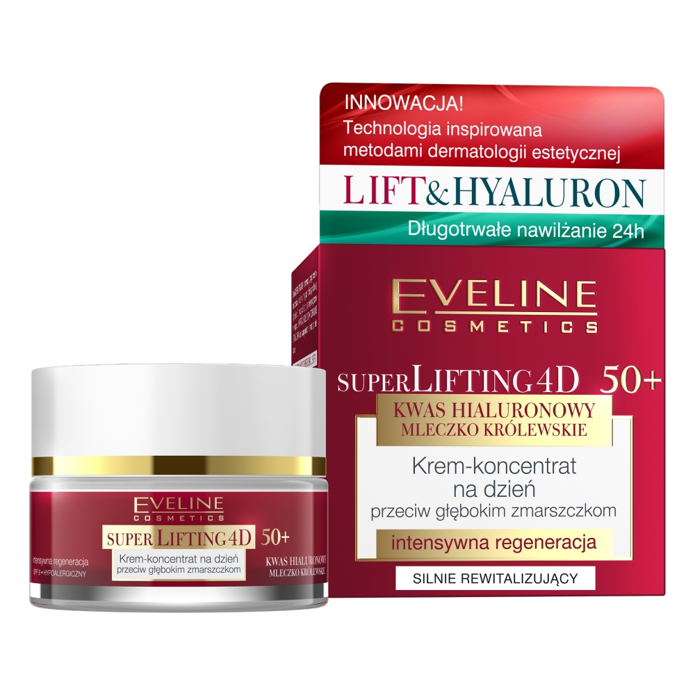Eveline Cosmetics Super Lifting 4D denný krém-koncentrát proti hlbokým vráskam 50+ 50ml