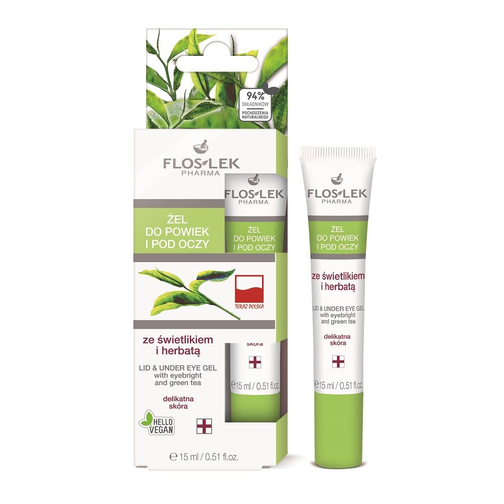 FlosLek Pharma Eye Care gél na očné okolie s očiankou a zeleným čajom 15 ml