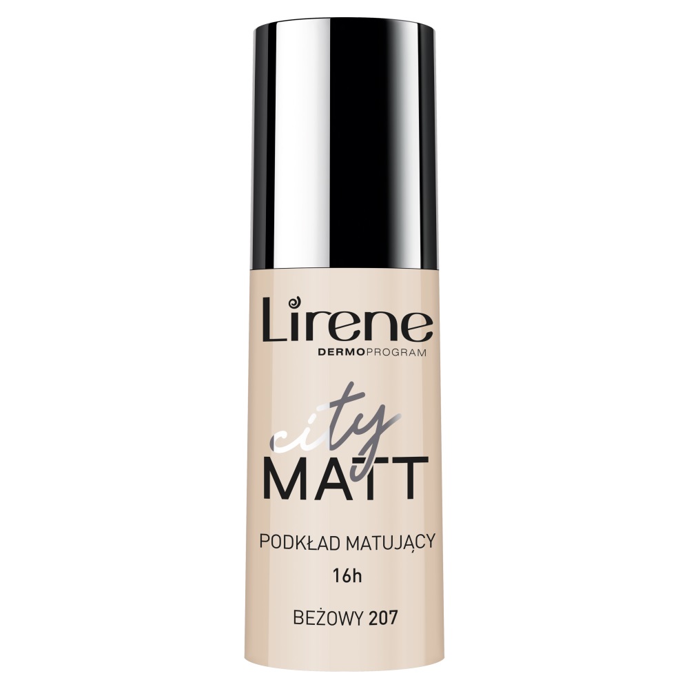 Lirene City Matt zmatňujúci fluidný make-up s vyhladzujúcim efektom 16 h Vitamin E&C 16 h 207 beige 30 ml