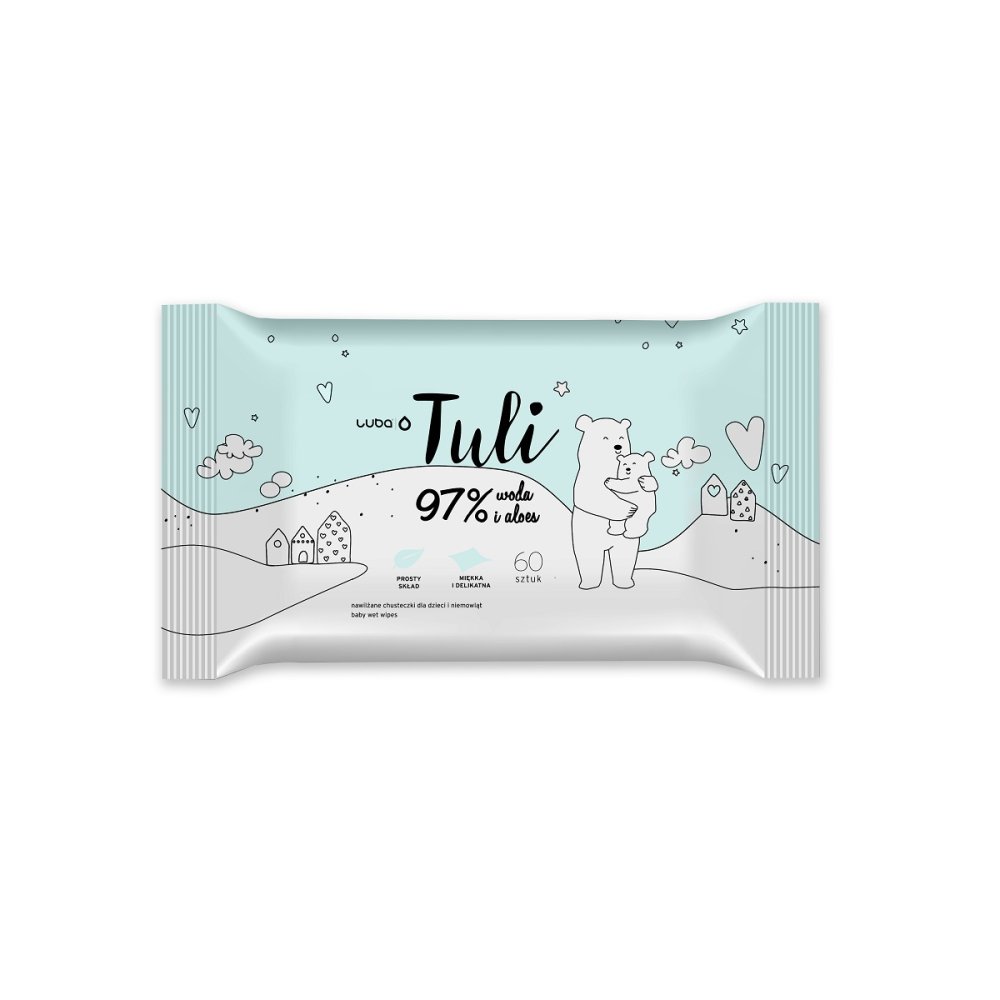 Luba, Tuli vlhčené obrúsky pre bábätká a deti 97% voda a aloe 60ks