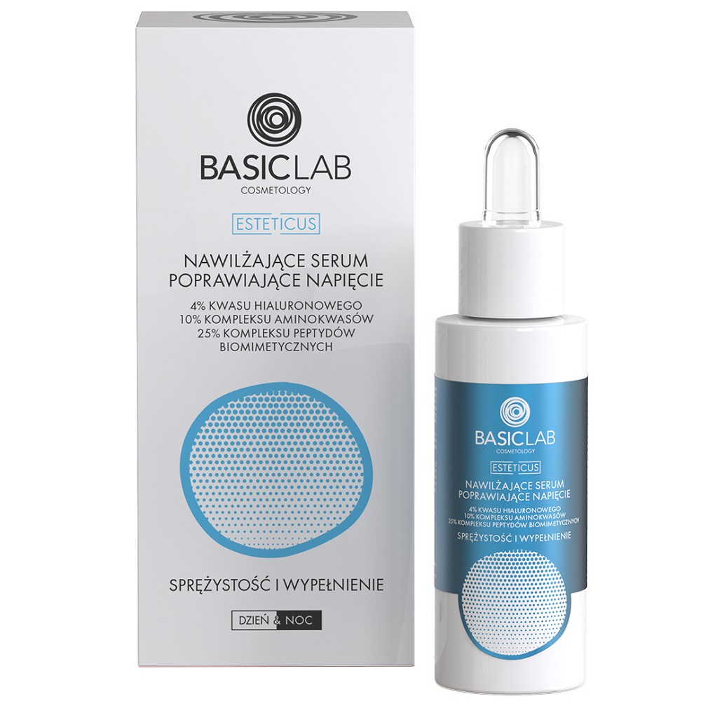 BasicLab, Esteticus hydratačné sérum na zlepšenie napätia so 4 % kyseliny hyalurónovej a 25 % biomimetického peptidového komplexu Springiness and Filling 30 ml