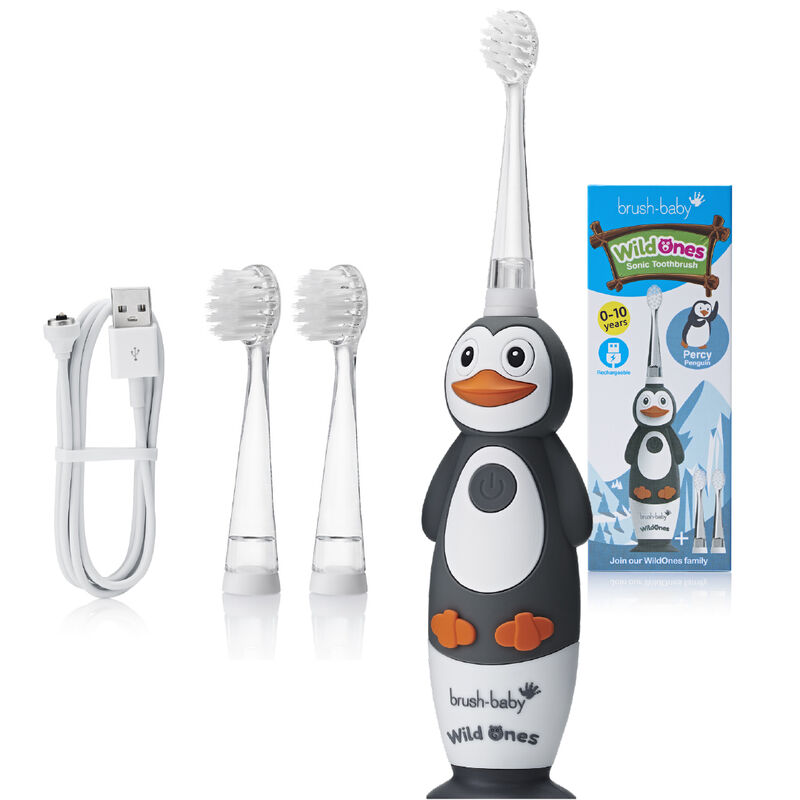 Brush-Baby, sonický zubní kartáček WildOnes pro děti 0-10l Penguin