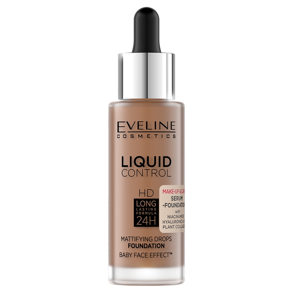 Eveline Cosmetics, Zmatňujúci podkladový krém na tvár Liquid Control HD s niacínamidom 065 Toffee 32ml