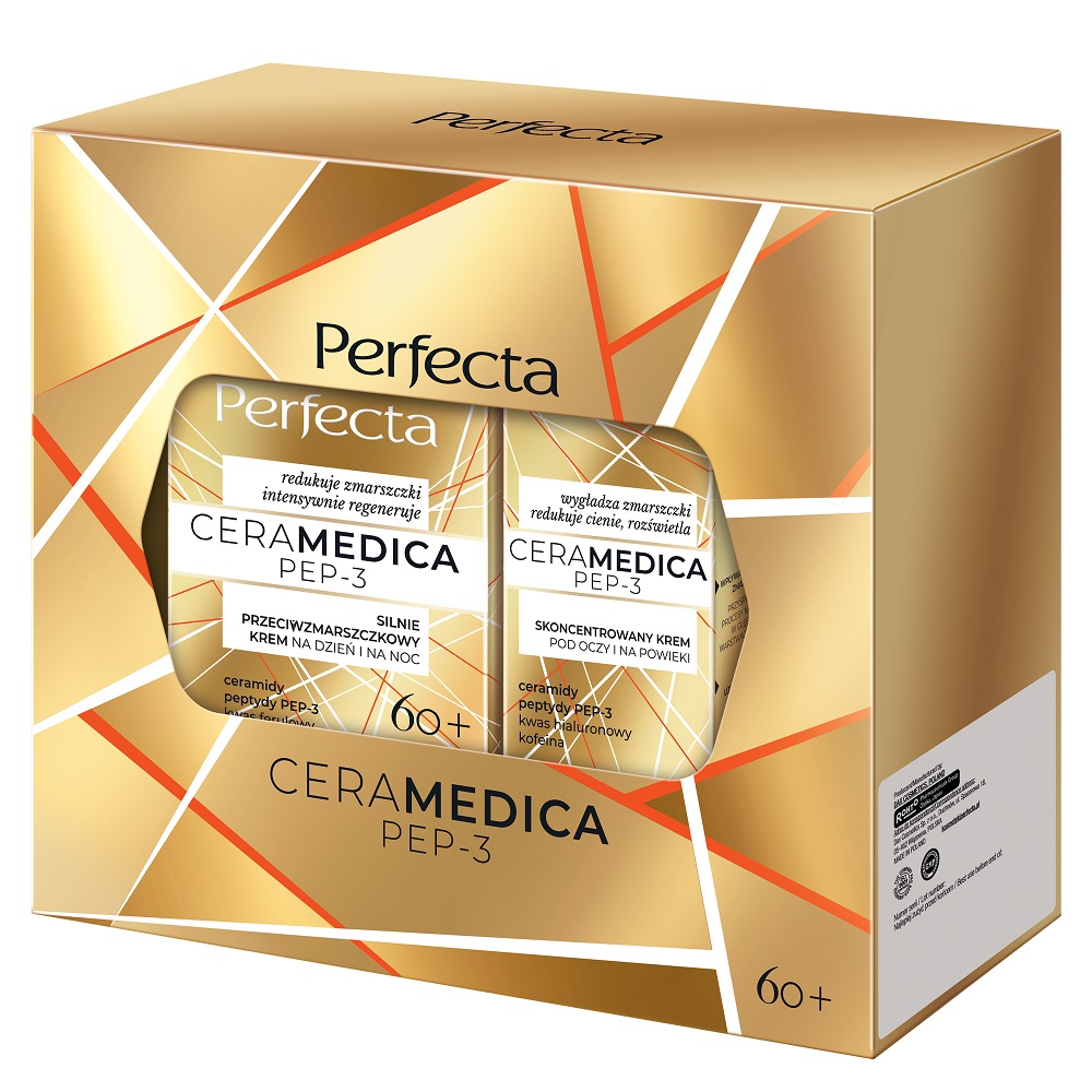 Perfecta Ceramedica Pep-3 sada silne protivráskový denný a nočný krém 60+ 50ml + koncentrovaný krém na oči a očné viečka 15ml
