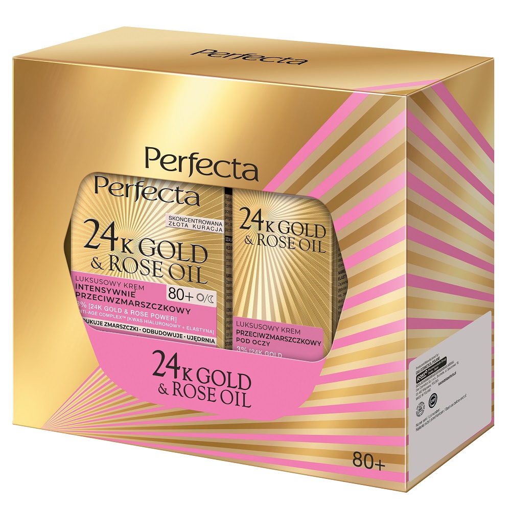 Perfecta 24K Gold &amp; Rose Oil set krém na tvár 80+ 50ml + očný krém 15ml