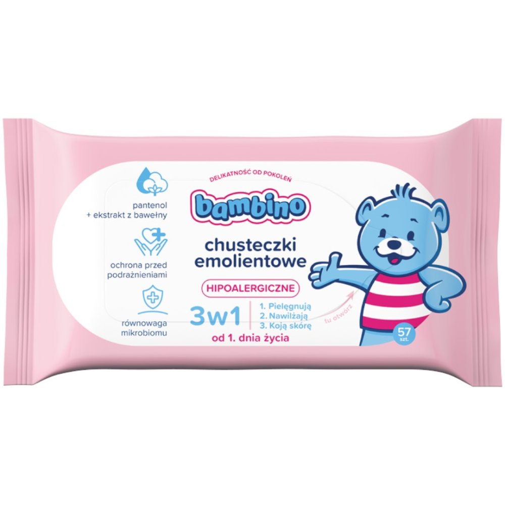 Bambino zvláčňující ubrousky 3v1 57ks.