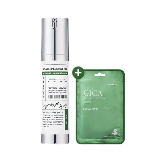 Boosting Shot Set Boosting Shot 100 + Cica With Green Tea Face Mask – A Set Containing…